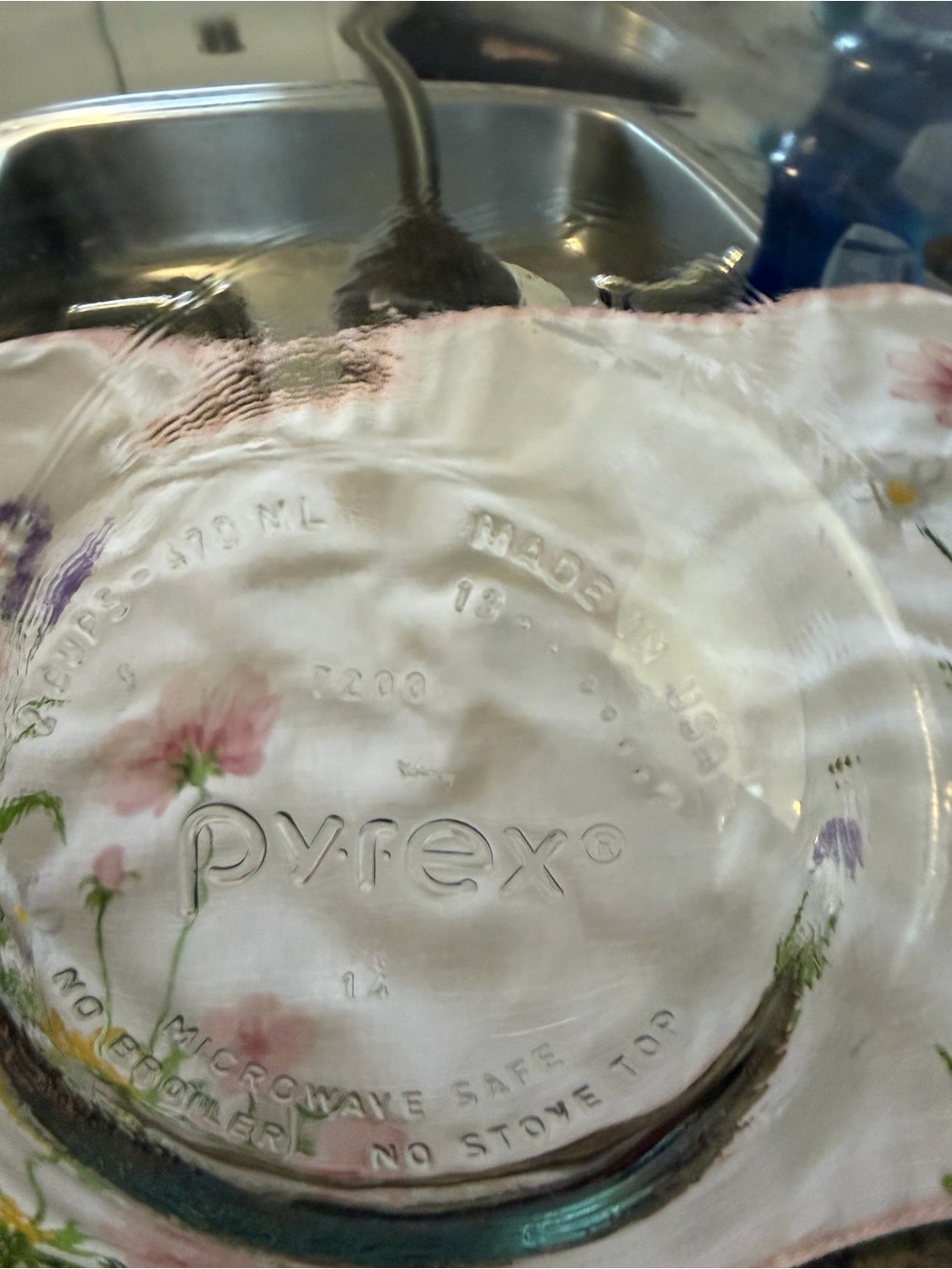 Pyrex Clear Glass Bowl with Subtle Green Tint